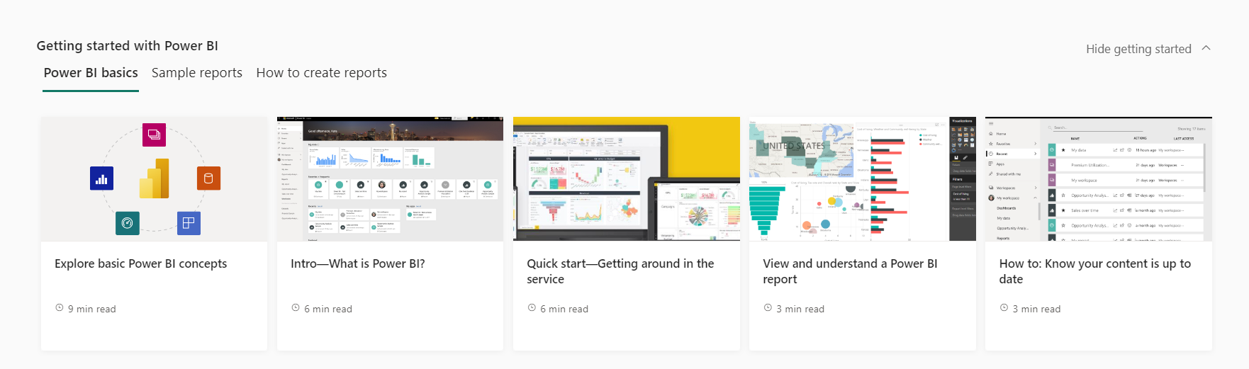 Announcing the retirement of ‘Getting Started’ in the Expanded View of the Power BI Service